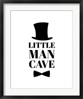 Framed Little Man Cave Top Hat and Bow Tie - White