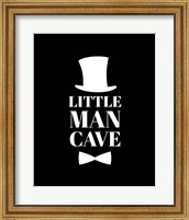 Framed Little Man Cave Top Hat and Bow Tie - Black