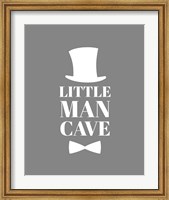 Framed Little Man Cave Top Hat and Bow Tie - Gray