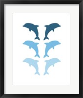 Framed Leaping Dolphins - Blue