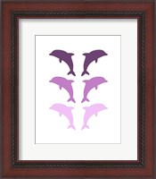 Framed Leaping Dolphins - Purple