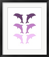 Framed Leaping Dolphins - Purple