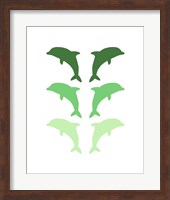 Framed Leaping Dolphins - Green