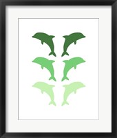 Framed Leaping Dolphins - Green