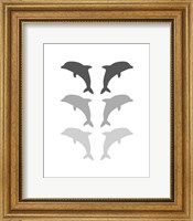 Framed Leaping Dolphins - Gray
