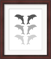 Framed Leaping Dolphins - Gray