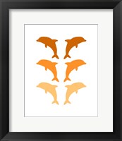 Framed Leaping Dolphins - Orange
