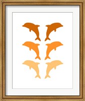 Framed Leaping Dolphins - Orange