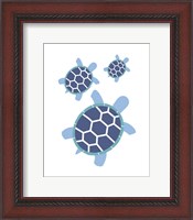 Framed Three Turtles - Blue
