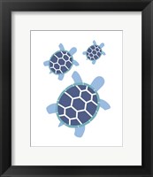 Framed Three Turtles - Blue