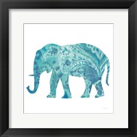 Framed Boho Teal Elephant II