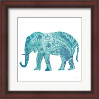 Framed 'Boho Teal Elephant II' border=