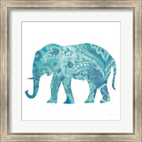 Framed Boho Teal Elephant II
