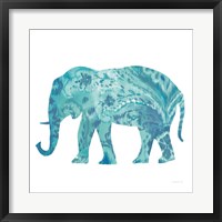 Framed Boho Teal Elephant II