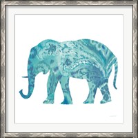 Framed Boho Teal Elephant II