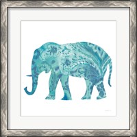 Framed Boho Teal Elephant II