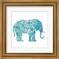 Framed Boho Teal Elephant I