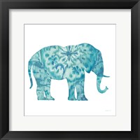 Framed Boho Teal Elephant I