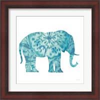 Framed 'Boho Teal Elephant I' border=
