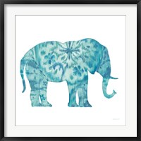 Framed Boho Teal Elephant I