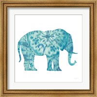 Framed 'Boho Teal Elephant I' border=