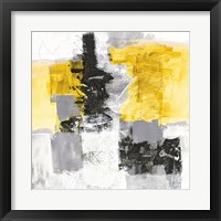 Framed 'Action II Yellow and Black Sq' border=