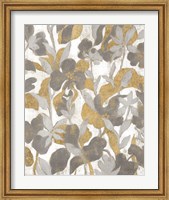 Framed Painted Tropical Screen II Gray Gold