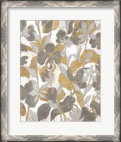 Framed Painted Tropical Screen II Gray Gold