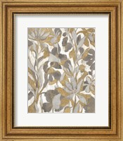 Framed Painted Tropical Screen I Gray Gold
