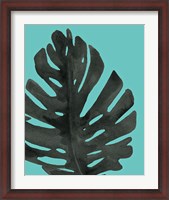 Framed Tropical Palm I BW Turquoise