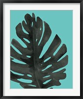 Framed Tropical Palm I BW Turquoise