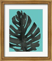 Framed Tropical Palm I BW Turquoise