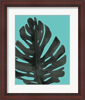 Framed Tropical Palm I BW Turquoise