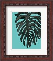 Framed Tropical Palm II BW Turquoise