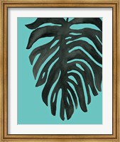 Framed Tropical Palm II BW Turquoise