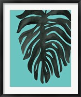 Framed Tropical Palm II BW Turquoise