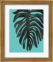 Framed Tropical Palm II BW Turquoise