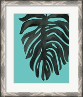 Framed Tropical Palm II BW Turquoise