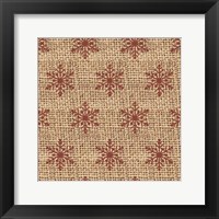 Framed Burlap Red Snowflakes