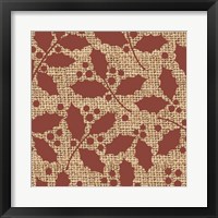 Framed 'Red Holly Branches Burlap' border=