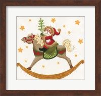Framed Santa On Rocking Horse