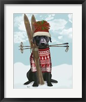 Framed Black Labrador, Skiing