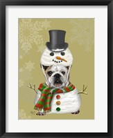 Framed English Bulldog, Snowman Costume