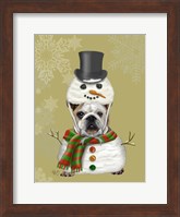 Framed English Bulldog, Snowman Costume