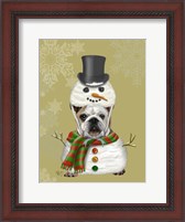 Framed English Bulldog, Snowman Costume