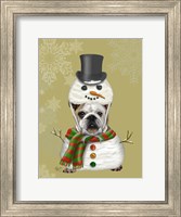 Framed English Bulldog, Snowman Costume