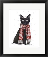 Framed Black Cat, Red Scarf