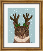 Framed Calico Cat and Antlers