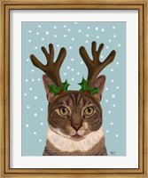 Framed Calico Cat and Antlers