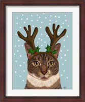 Framed Calico Cat and Antlers